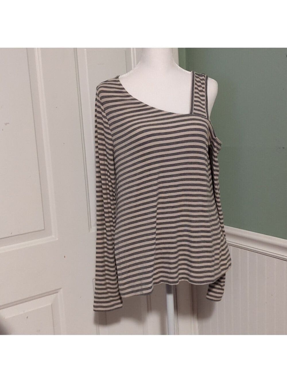 CAbi Striped Cold Shoulder Top Medium